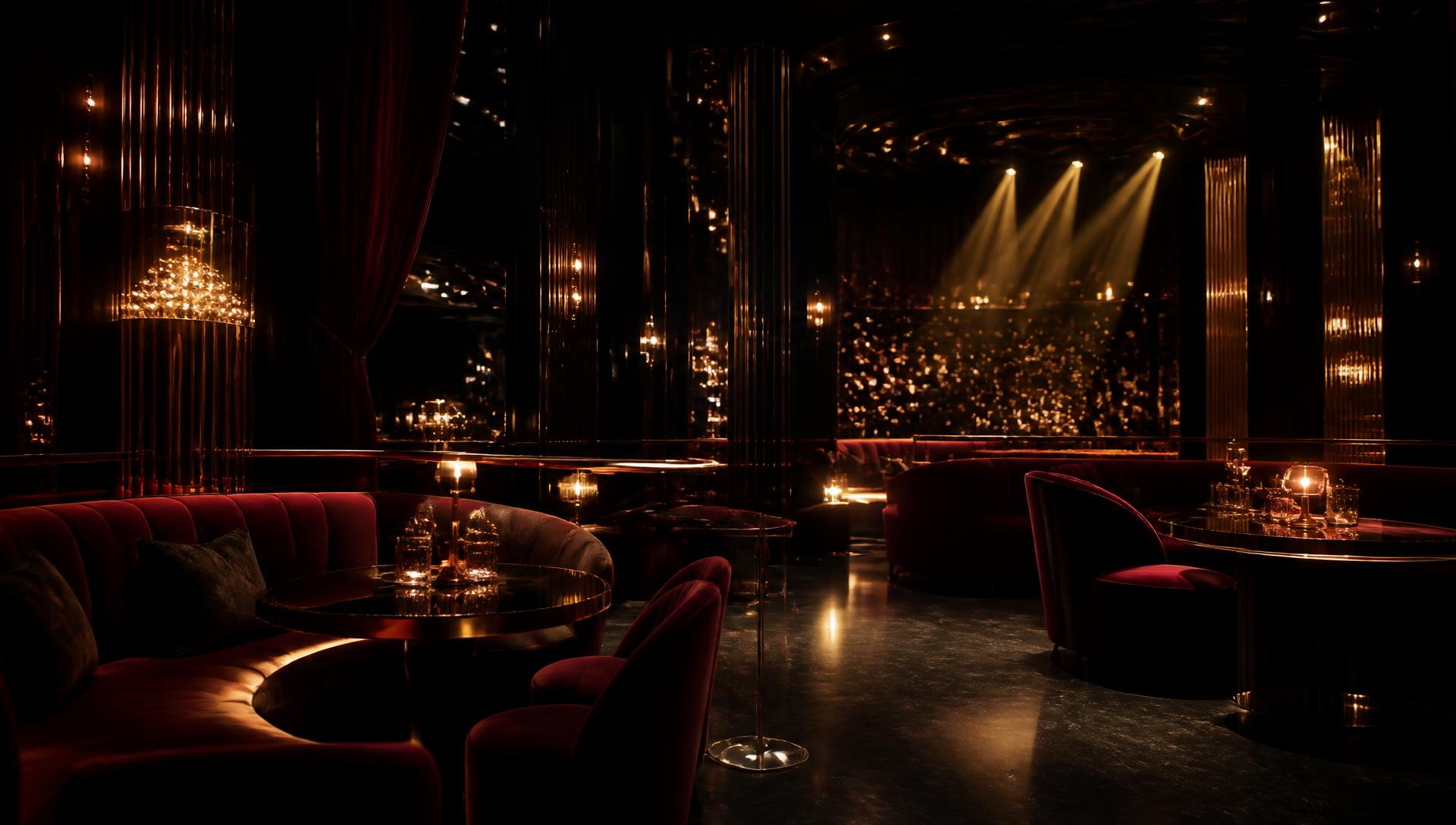 Prenses Night Club iç mekan, kadife localar ve altın ışıklar